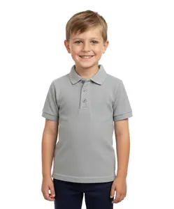 Boy's Premium Quality Pique Polo Uniform Shirt Short Sleeve Light Grey 5-18 BSU01
