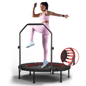 SkyBound 600 LBS Tested Foldable Mini Trampoline, 40'' Fitness Rebounder with Springs/Bungees, Foldable Mini Trampoline with Bungees/Springs，Adjustable U-Bar Handle, Stable Quiet Indoor/Outdoor Exercise Equipment Home Gym Kit tiktokshopspringglowup