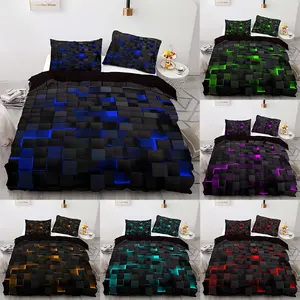 Three-Piece Colorful Plaid Bedding Set, Includes One Fitted Sheet and Two Pillowcases, 100% Polyester, Bedroom and Guest Room Use, Soft Bedding Set, Pattern Bedding Set
