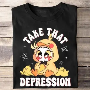 Lucifer Take That Depression Hazbin Hotel Graphic T-Shirt, Lucifer Morningstar Vintage Tee, Retro Hazbin Hotel Anime Print Top, Unisex Casual Short Sleeve Shirt, Trendy Cartoon Streetwear, Stylish Sweatshirt Hoodie Option, Unique Fan Gift for Hazbin Hotel