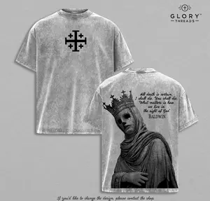 Baldwin IV The Leper King T-Shirt, Tank Top & Hoodie Washed Crusader King of Jerusalem Tee, Jerusalem Cross Medieval Christian Shirt, Vintage Washed Gothic Faith Streetwear - Jesus Apparel - Christian Outfit