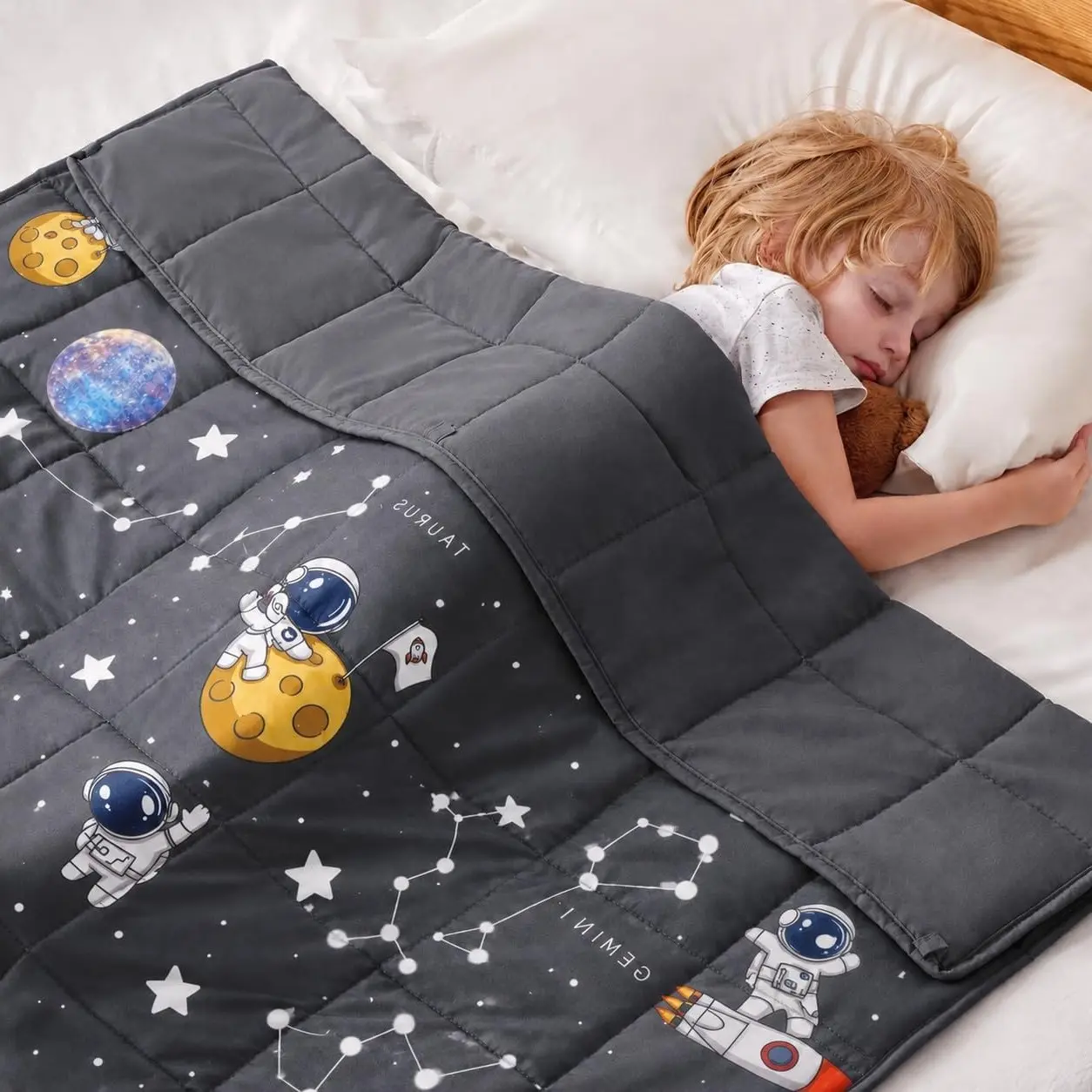 Weighted Blanket for Kids 36"x48" 5lbs, Cooling Breathable Throw Blanket with Premium Glass Beads, Space GreyGift
