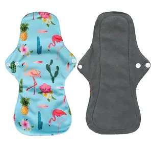 2-piece washable and reusable bamboo charcoal sanitary pads, XL size, with a soft fluffy surface, comfortable for women during menstruation in winter, breathable, warm, and easy to clean sanitary pads, Feminine Hygiene Products, Absorbent Reusable Pads