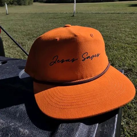 Blaze Orange Jesus Saves Hunting Snapback Hat - Richardson 112 & Lost Hat Co Styles