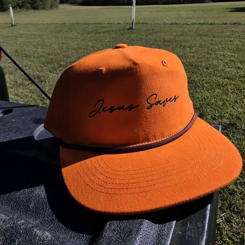 Blaze Orange Jesus Saves Hunting Snapback Hat - Richardson 112 & Lost Hat Co Styles