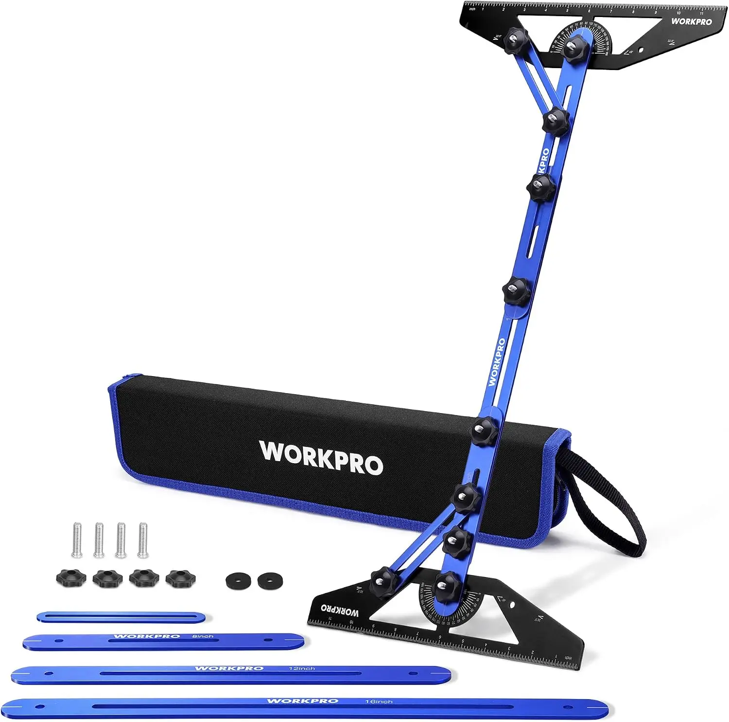 WORKPRO Stair Tread Template Tool, Adjustable 10.1–56.3 Inch Aluminum Stair Measuring Jig