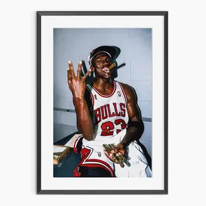 Michael Jordan Smoking Poster  Wall Art, Vintage Print for Sports Fans & Home Decor
