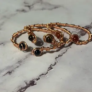 Handmade copper wire bangle/ cuff with stones!