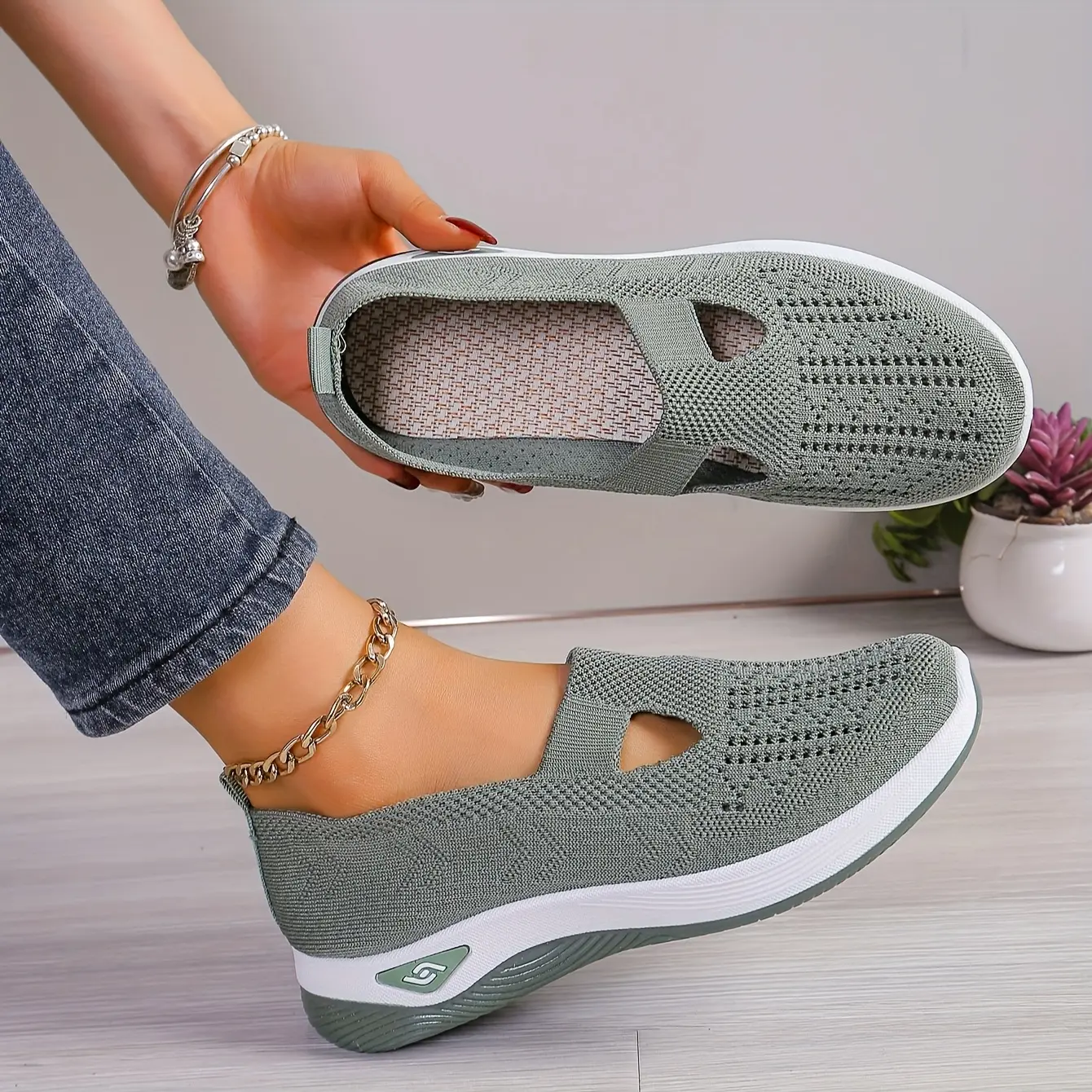Rain Core | Arch Support Slip-Ons for Women - Therapeutic Knit Sneakers with Cushioned PVC Sole |   Breathable & Lightweight for Standing Jobs, Running & Everyday Wear