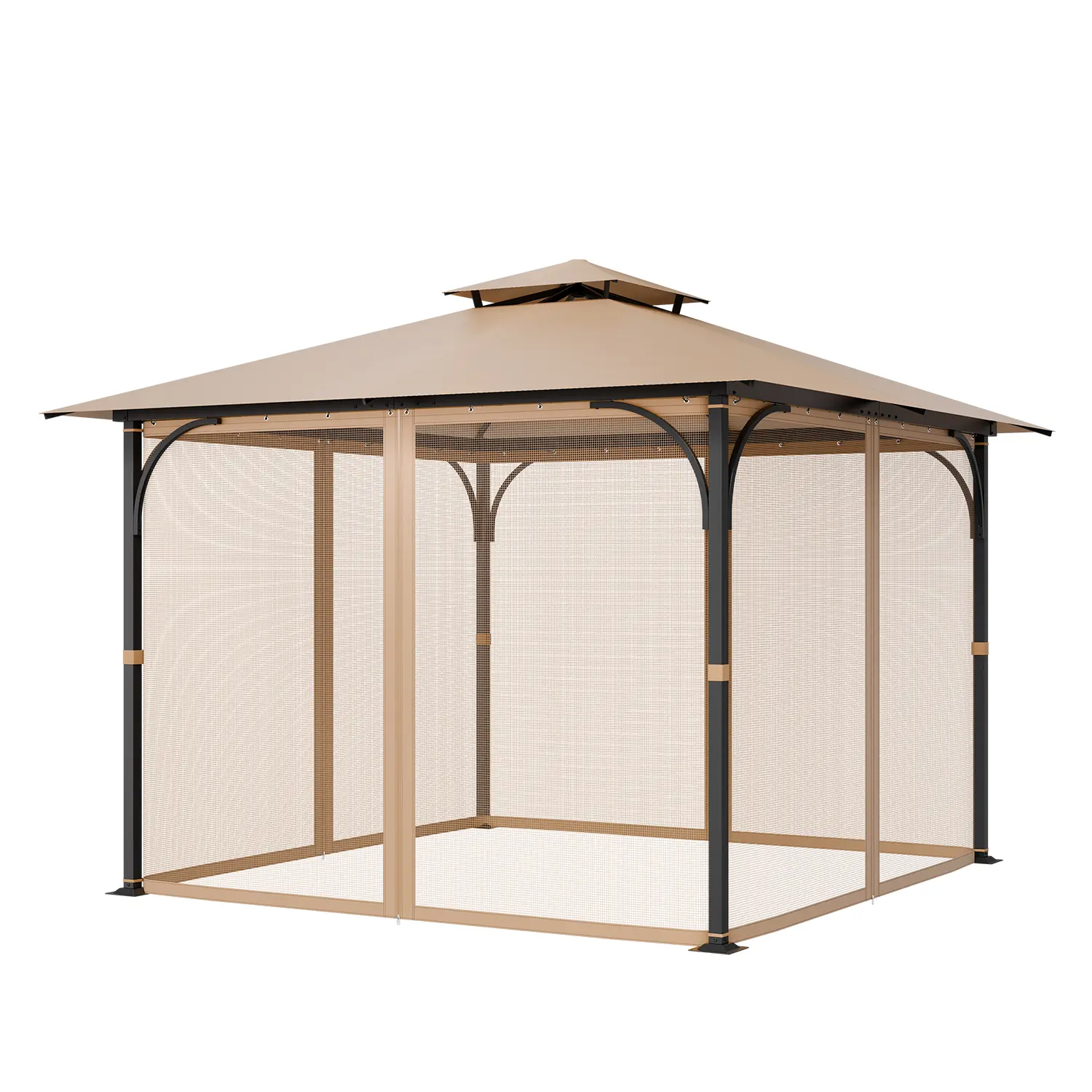 VEVOR Gazebo Netting Replacement, Fit Most 10 x 10 x 7 FT Gazebo Curtain, Outdoor Garden Net, 4-Panel Sidewall Mesh Net, Patio Midge Netting with Double Zipper, Canopy Screen (Netting Only)