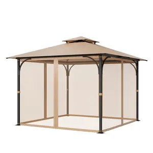 VEVOR Gazebo Netting Replacement, Fit Most 10 x 10 x 7 FT Gazebo Curtain, Outdoor Garden Net, 4-Panel Sidewall Mesh Net, Patio Midge Netting with Double Zipper, Canopy Screen (Netting Only)