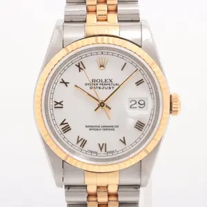 Rolex White Datejust Unisex 36mm 16233