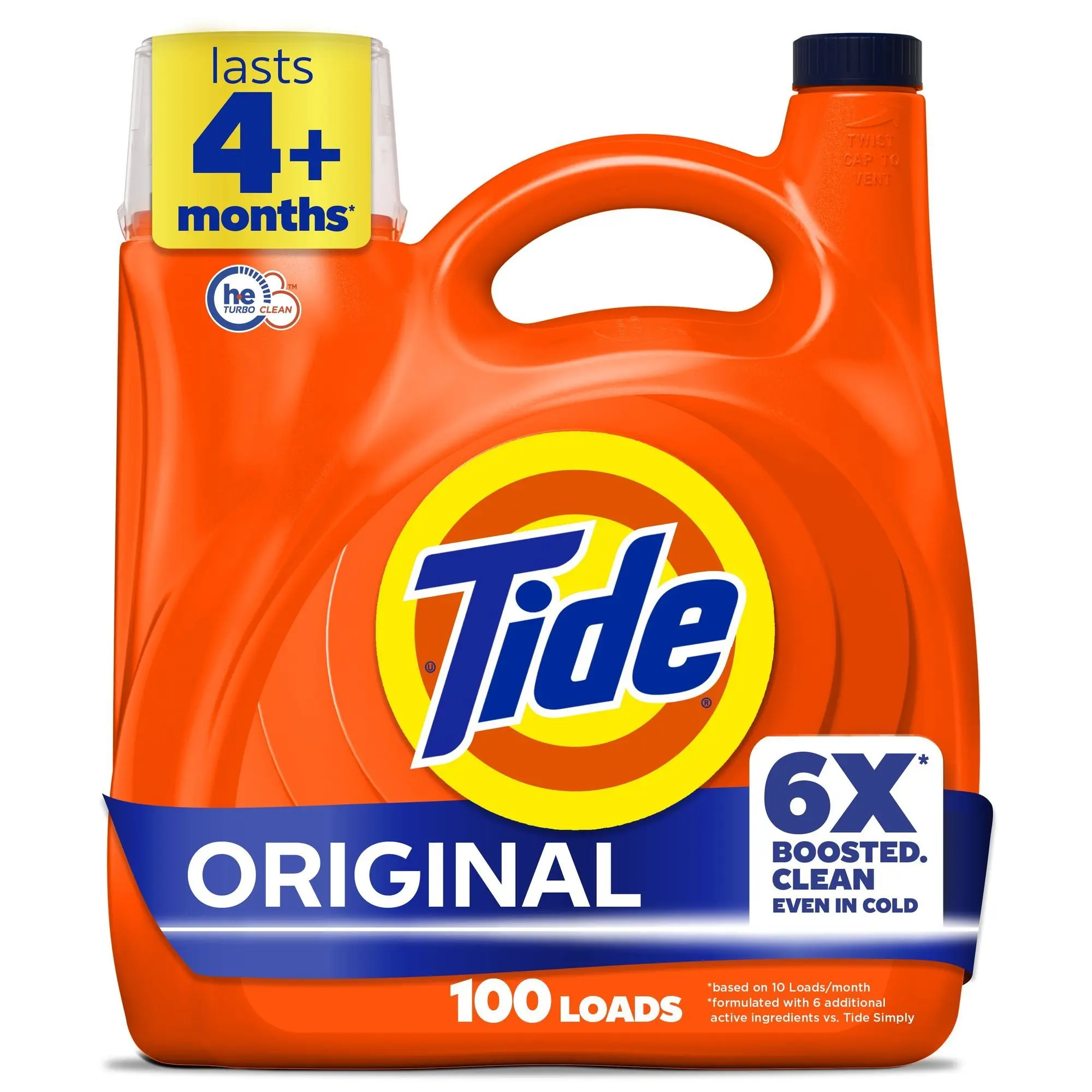 Tide Laundry Detergent with 6X Boosted Cleaning Power, Original Scent, 125 fl oz, 100 Loads