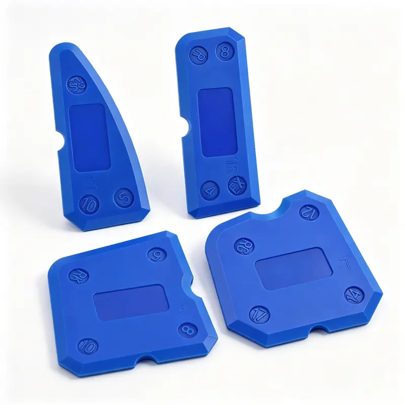4Pcs Silicone Caulk Remover Tool Set, Reusable Blue Sealant Scraper for Kitchen Bathroom Window Joint，Plastic Sealant Smoother Scraper for Tile Joint & Gap Repair