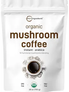 Organic Instant 10 in 1 Mushroom Coffee Powder, 28 Ounce (317 Servings) | Weight & Immune Support | Premium Arabica Coffee with Lion’s Mane, Chaga, Reishi,& More