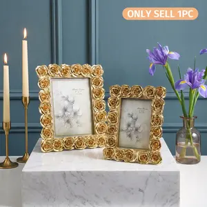 Vintage Luxury Rose Frame, High Quality Frame, European Relief Resin Decorative Photo Frame, Vintage Picture Frames, Bedroom Bedside, Desk Display, Wedding Memorial Photo Showcase