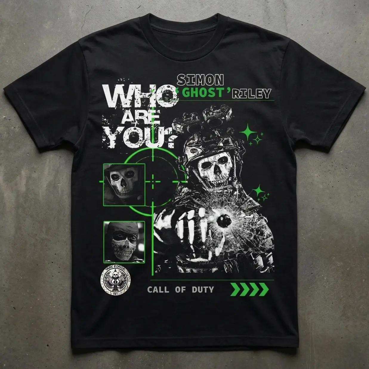 Call of Duty Simon Ghost Riley Graphic T-Shirt - Vintage Gamer Streetwear Skull Mask Tactical Tee - Unisex Casual Gaming Top, Oversize Shirt, Vintage Outfit, Gift for fan XWB