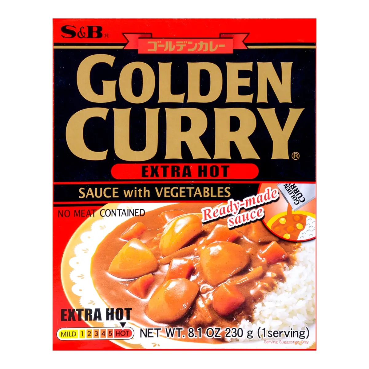 S&B Golden Curry Microwaveable Vegetable Curry - Extra Hot, 230g - Authentic Japanese Flavor, Quick & Easy Meal