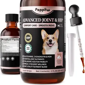 Joint Supplement for Dogs - 10 in 1 Hip and Joint Supplement Drops with Hyaluronic Acid, Liquid Glucosamine for Dogs with Chondroitin, MSM & Omega 3-2 FL.Oz - for All Breeds & Sizes