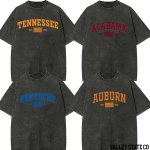 Vintage State EST Washed T-Shirt USA Varsity Style Unisex Faded Graphic Tee for State Pride Lovers, Travel Outfit Souvenir Shirt, Gift for Dad Mom Friends on Independence Day, Holidays & Birthdays