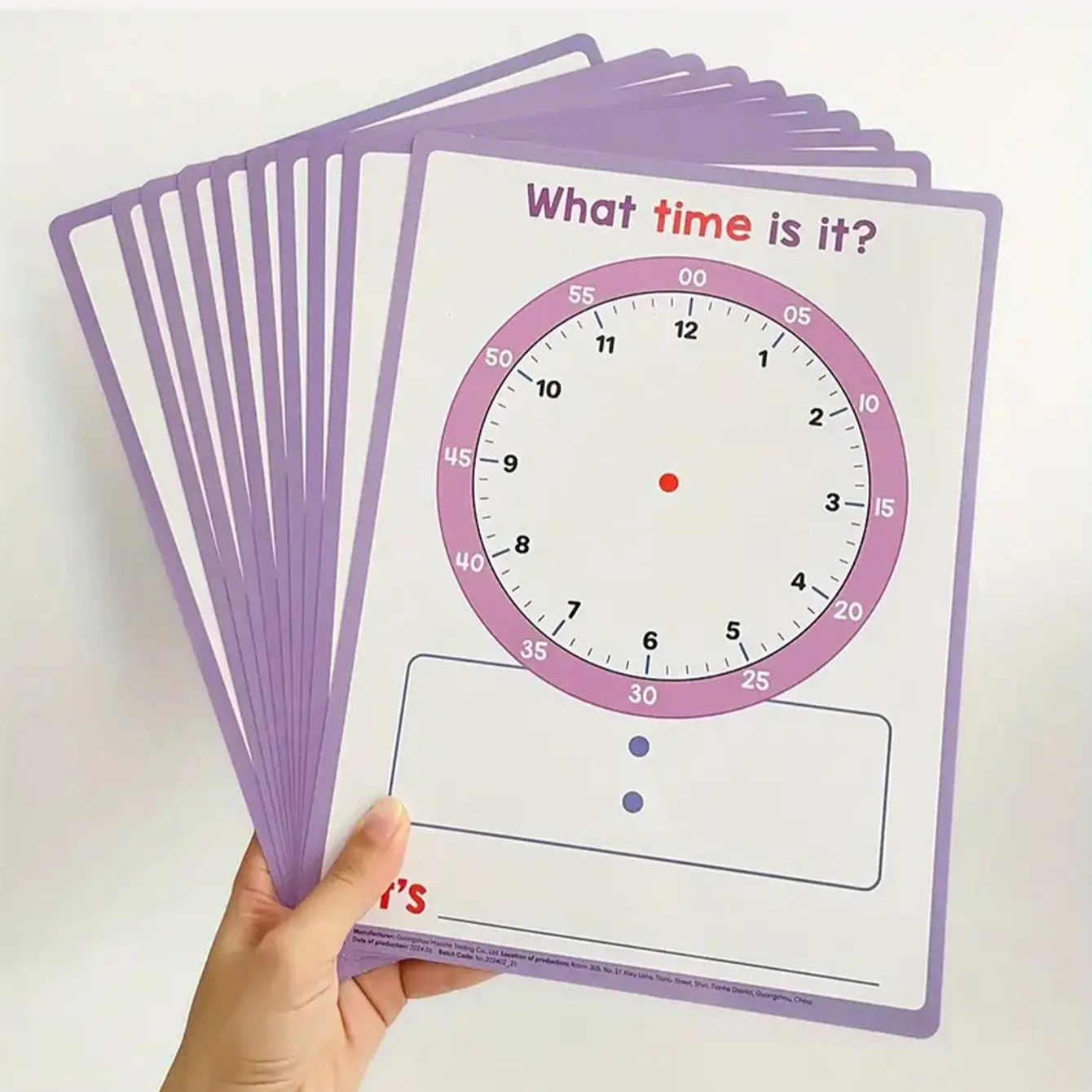 Children Learning Clock Set, 10-Piece Dry Erase Teaching Tools, Simulation Design, Home School Classroom Supplies, Elementary Education Time Recognition, Math Learning Tools, Learning Materials
