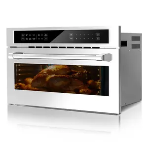 30 Inch Built-in Convection Microwave Combination, 1.6 Cu. Ft. Capacity 1700W, Air Fry, Grill, Bake Functions, LCD Touch Control, Drop Down Door, Child Safety Lock, Stainless Steel Finish