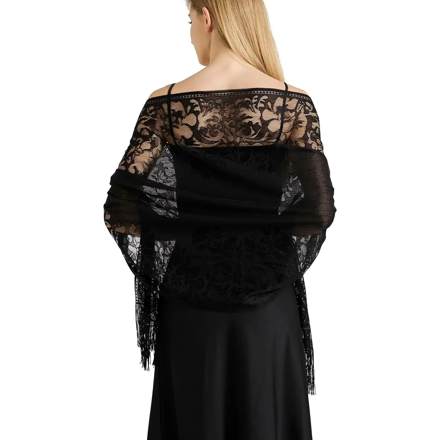 Women's Multifunctional Lace Scarf - Soft, Floral Print Shawl for Evening Formal Dresses, Wedding Bridal Use, Breathable Fabric, 74.8" x 24.8" Wraps, Soft Shawl, Evening Wear, Hollow Out, Lightweight Lace, One Size Fit