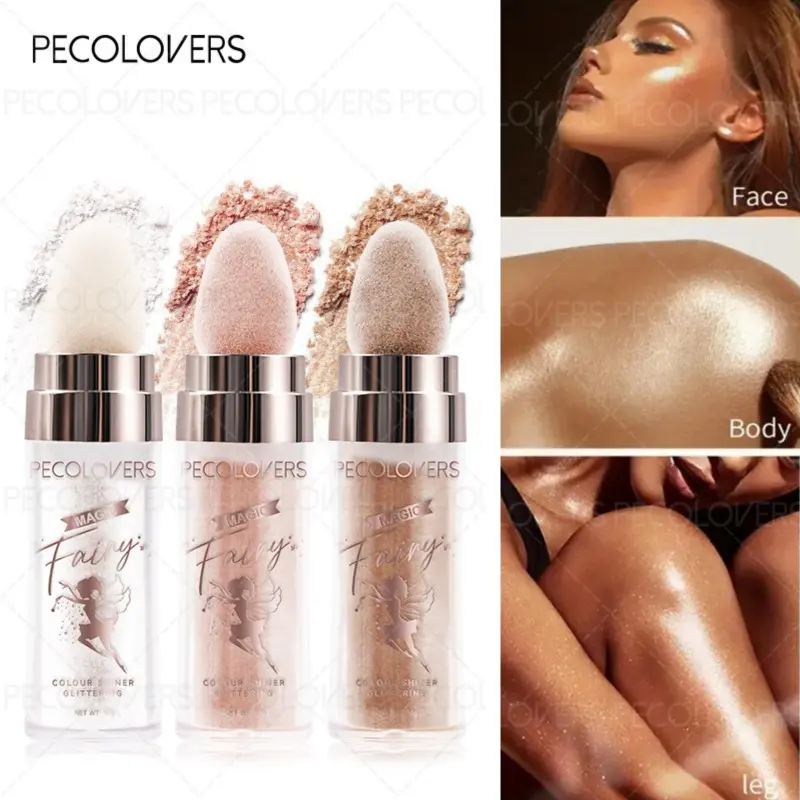 Glitter Highlighter Powder Makeup Highlighter Waterproof High-gloss Lasting Brighten Face Body Contouring Enhancing Bronzer Illuminator Pearlescent Highlighter Stick