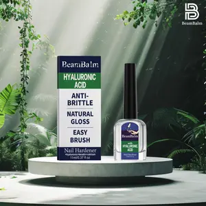 BEAMBALM Hyaluronic Acid Nail Hardener 11ml - Dermatologist Tested Serum with Keratin & Bamboo Extract for Damaged Nails - Get Glassy Hard as Nails in 2 Weeks - Smooth Repair Manicure