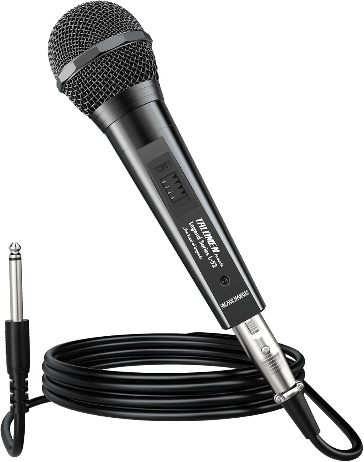 Talomen L52 Wired Dynamic Microphone - Metal Cardioid Vocal Mic with 20ft & 6.5ft Dual XLR Cables, Amplifier-Compatible, 50Hz-16kHz Frequency Response, 2.22 lbs for Karaoke, Podcasts