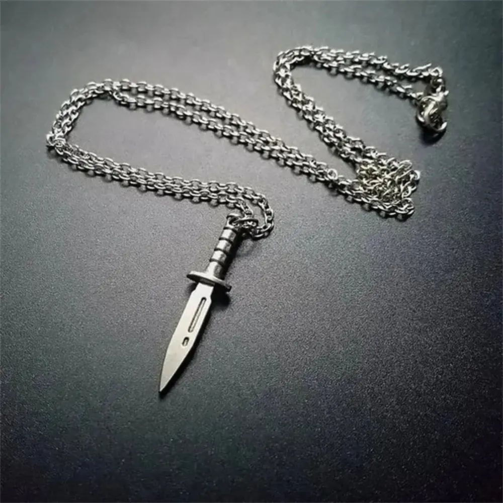 Gothic Knife Dagger Pendant Chokers Necklace Jewelry Gift For Men Women Gril Boy Punk Kpop Style Accessories Charm Novelty