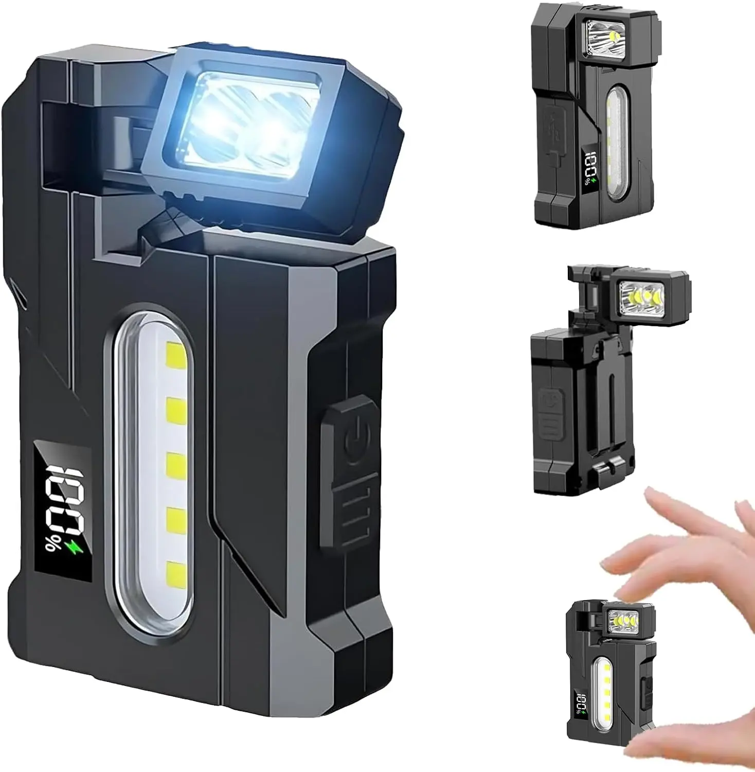 LETOUR Mini Rechargeable LED Flashlight, 2000-Lumen Cordless Handheld Light, 270° Adjustable Head, Magnetic, USB-C, Compact Belt-Mounted Battery-Operated EDC Standard Torch for Work & Emergency Use, Cordless Led Flashlights, Handheld Emergency Flashlight