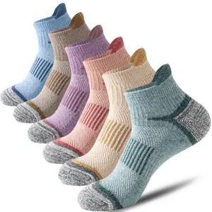 6 Pairs Merino Wool Ankle Running Hiking Socks Compression Support Breathable Thick Cushion No Show Socks for Women&Men Menswear