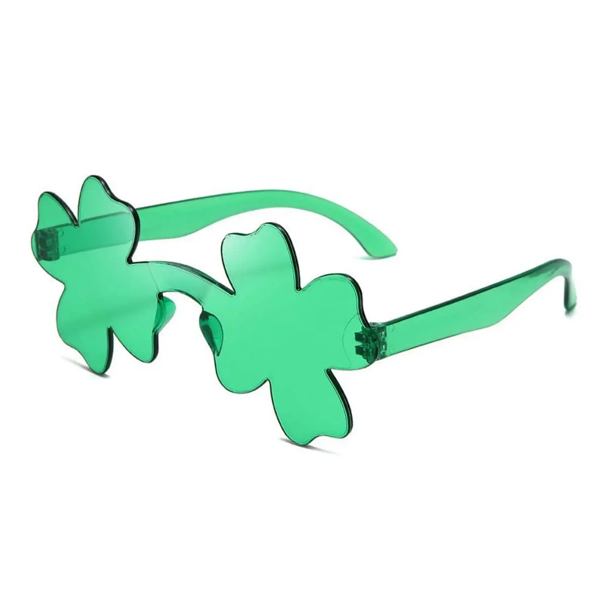 St. Patrick’s Day Green Four Leaf Clover Glasses Transparent Irish Party Costume Eyewear