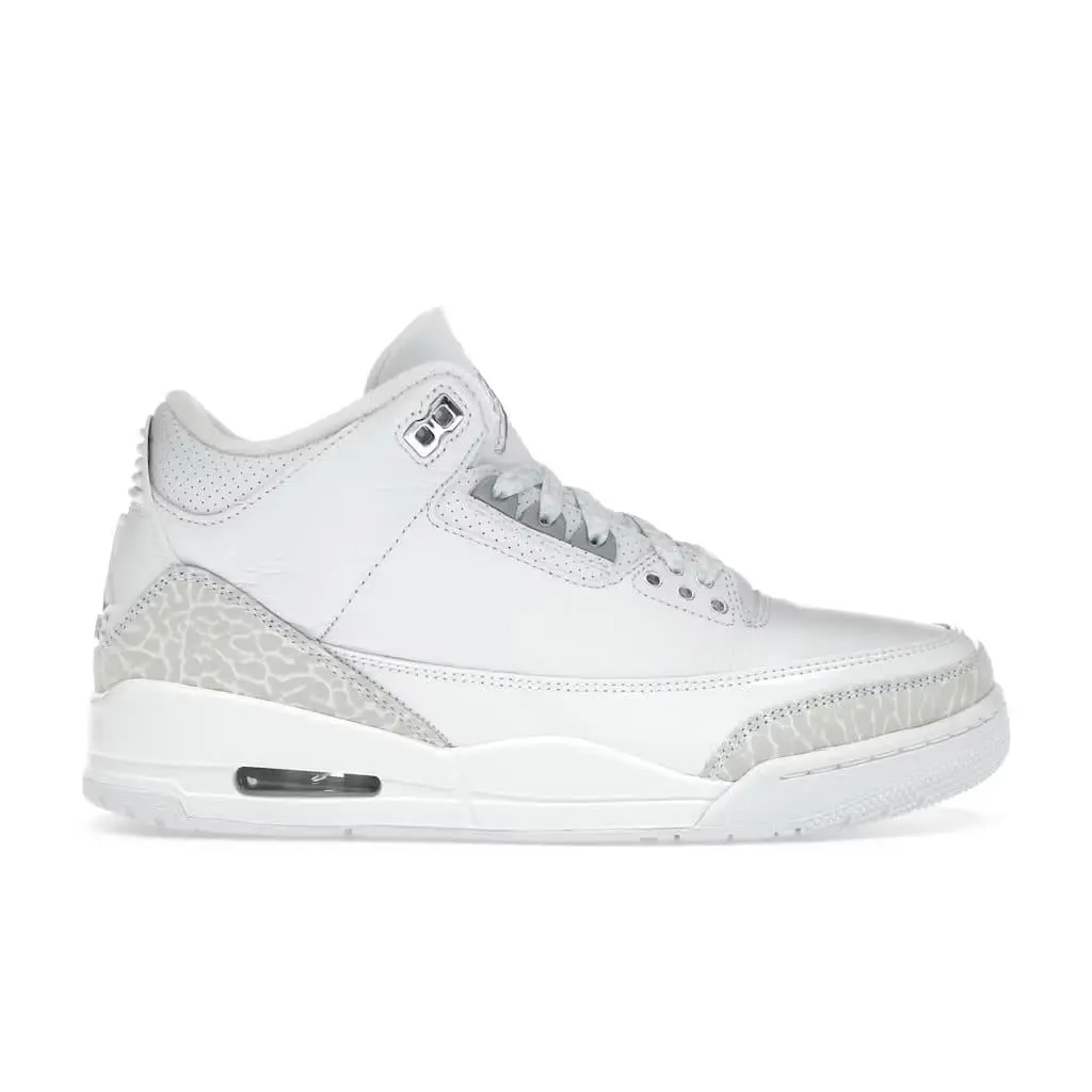 Air Jordan 3 Retro Pure Money Mens Sneakers White Metallic Silver Basketball Shoes CT8532-111