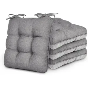 Memory  Chair Cushions Set of 4, Outdoor/Indoor Chair Pads for Dining Chairs 4 Pack, Seat Cushions for Kitchen, Dining Room, Office, Patio Chairs, 15.5"x15.5"x3.5" Grey