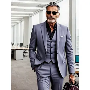 Mens Suit 3 Piece Set Wedding Groomsmen Suit for Men Single Button Suits Set Solid Jacket Vest Pants