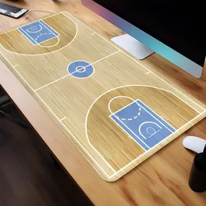 Basketball Court Design Large Gaming Mouse Pad, 1 Count Non-slip Rubber Base Stitched Edge Desk Pad, Office Desk Accessories for Laptop Desktop, Gaming Mousepad