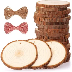 Slices 20 count 3.5-4 Inches Craft  Kit Unfinished Predrilled with Hole Wooden Circles Tree Slices for Arts and Crafts Christmas Ornaments DIY Crafts