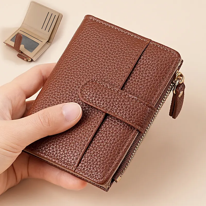 Women’s Mini PU Leather Bifold Wallet with Zipper Coin Pocket & Card Slots