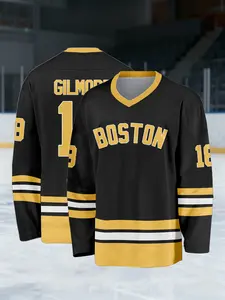 Happy Gilmore Classic Helmet Series Hockey Jersey Athletic Shirt Men's Boston #18 Comfortable and breathable, quick-drying, ideal for athletic training wear. The perfect gift choice.