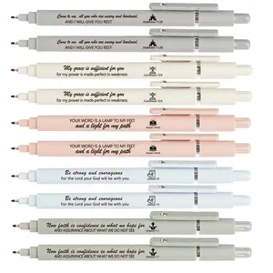 Bible Verse Press Gel Pen, Smooth Writing Pen, 6 Counts/set Christian Stylus Pen with Inspirational Quotes, Bible Verse Gift Bulk for Touch Screens Women Men Church Gift Sunday School Student Teacher Favor Office