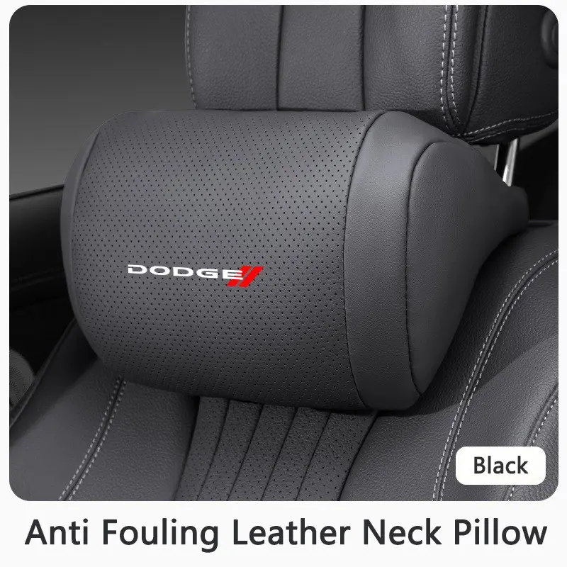 Nappa Leather Car Headrest Neck Support, Seat Pillow for Dodge Durango, Hornet, Charger, Daytona, Challenger, Srt Hellcat, RAM Journey, Car Accessories