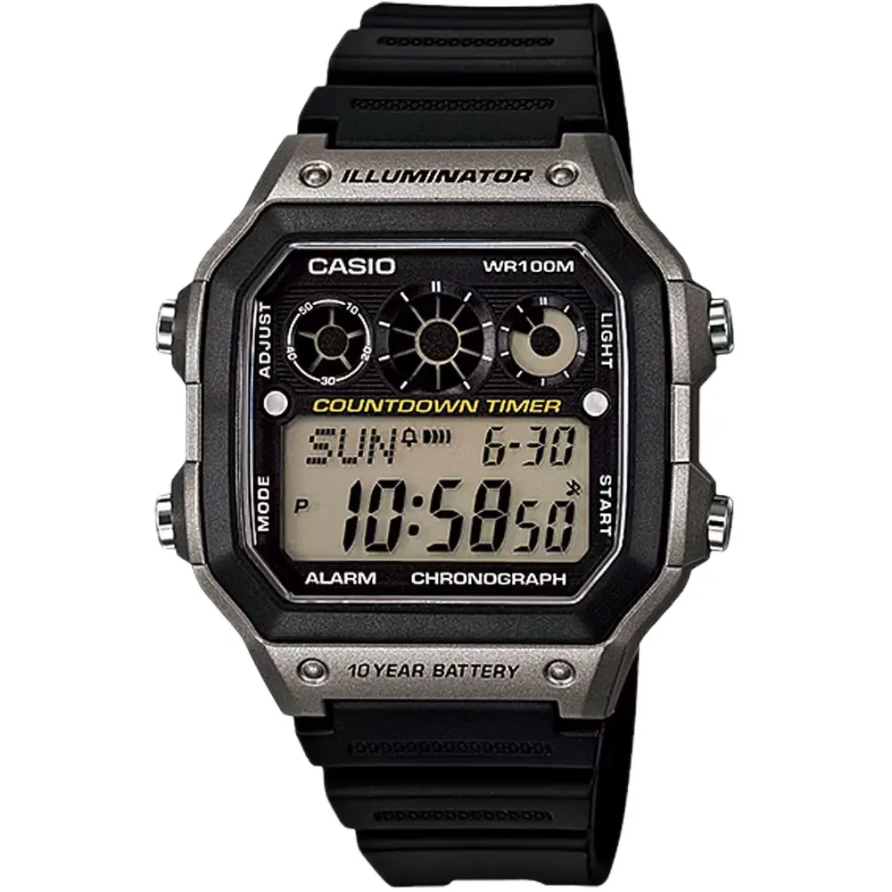 Casio Men’s Digital Illuminator Black and Grey Digital Watch - AE-1300WH-8AV