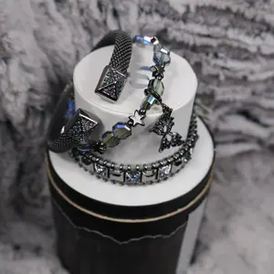 BP Halloween Stack - Winged Moonlight (Removable Charm) - Lab Created Stones, Hematite Plating