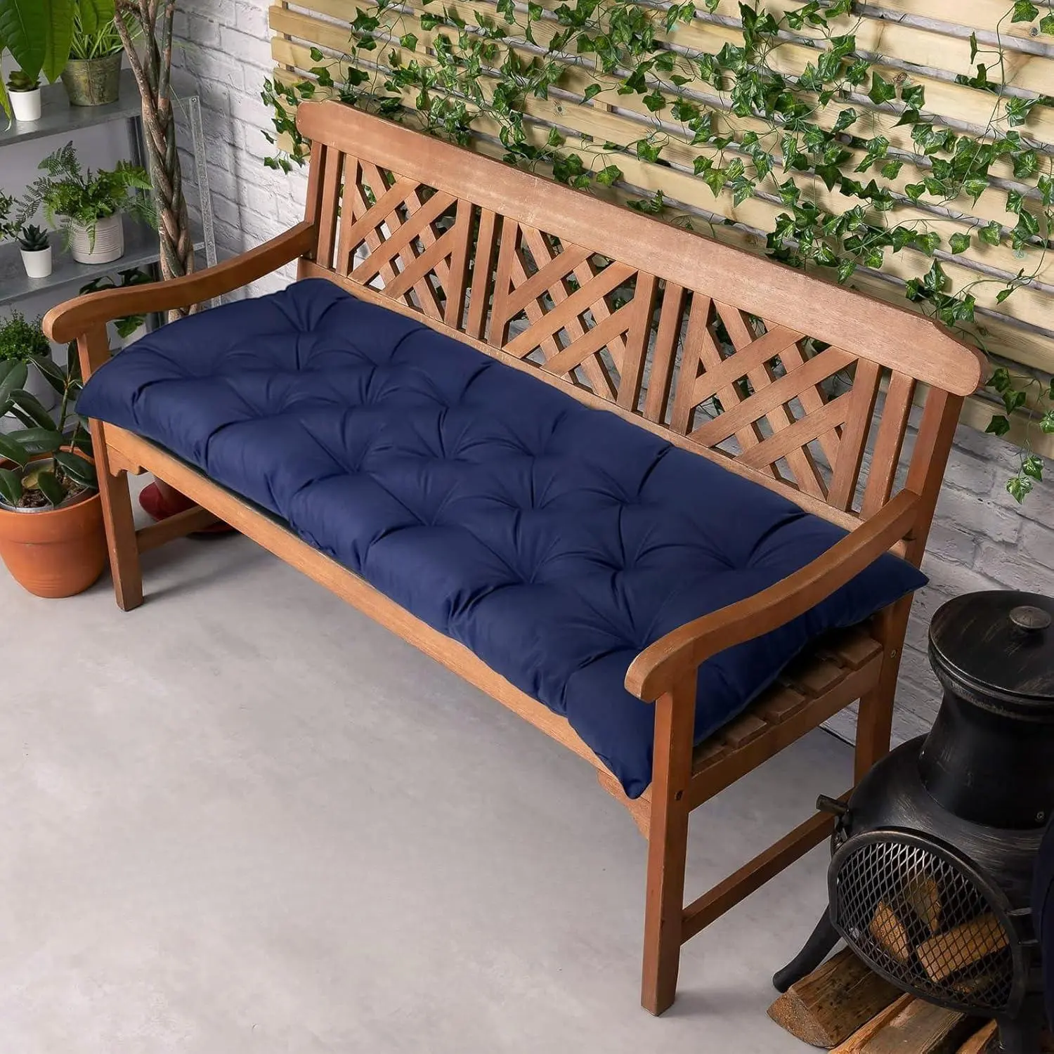 Outdoor Furniture Cushion - 47x20x3" Polyester Thick Fiber-Filled Tufted Soft Pad with Slip-Proof Strap, Comfy Style Outdoor Pads & Cushions for Patio Chairs, Indoor Window Seats, Soft Cushions, Easy To Fix