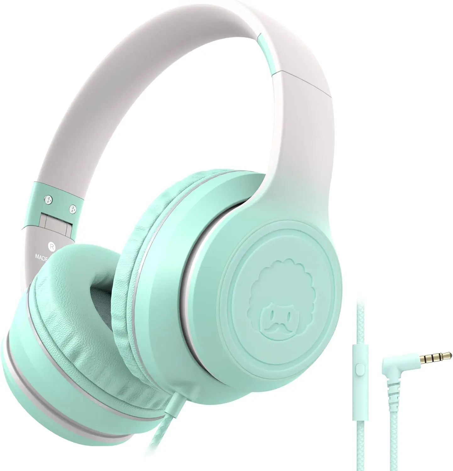 L22 Wired Headphones for  Girls Boys Women with Microphone, Foldable Stereo 3.5mm Corded Headphones for School Classroom Chromebooks Computer Laptop Phone Airplane (Teal)