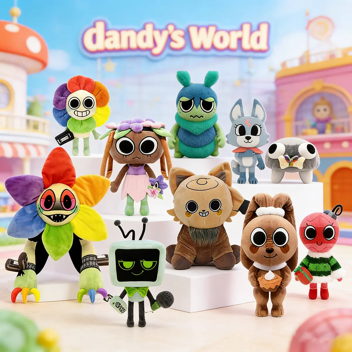 Full Set Dandy's World Plush Toys, Dandy/Twisted Dandy/Astro/Vee/Sprout/Gourdy Soft Stuffed Animal Dolls, Collectible Game Figure Gifts for Kids & Fans summerwins