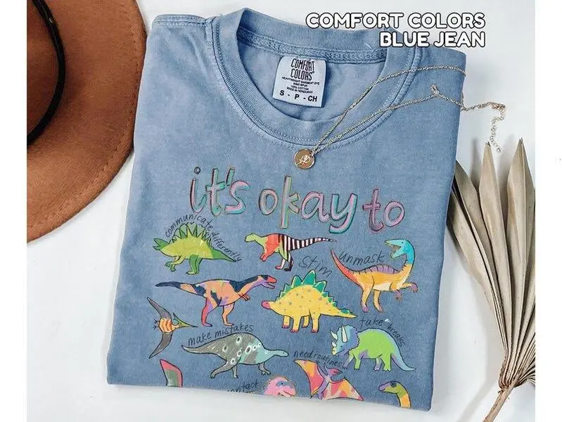 It’s Ok To Be Different Autism Dinosaur Shirt Autism Awareness Shirt Autism Mom Shirt Special Education Teacher Tee Neurodiversity Shirt