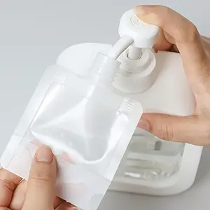 3-piece set of travel refillable flat sachets, suitable for shampoo, liquid lotion and cosmetic dispensers, available in 1.01oz, 1.69oz and 3.38oz sizes (Model: DM504)